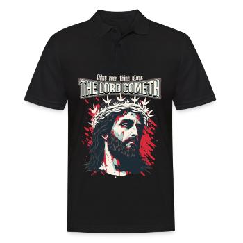 Christlicher Spruch Jesus Christus mit Dornenkrone - Männer Poloshirt - Schwarz - Vorne - Kai (181cm)