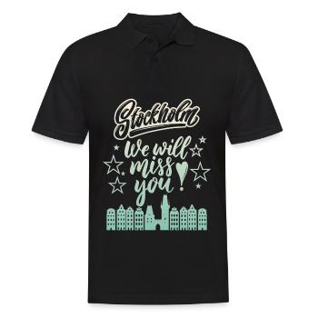 Stockholm, Suède Panorama de la capitale - Polo Homme - noir - Devant - Kai (181cm)