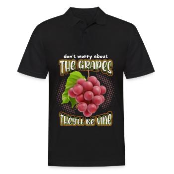 Vin, Raisins, Drôle De Dicton, Jeu De Mots - Polo Homme - noir - Devant - Kai (181cm)