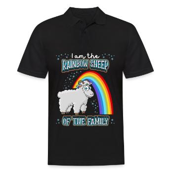 Funny LGBTQ saying with sheep and rainbow - Men's Polo Shirt - black - Front - Kai (181cm)