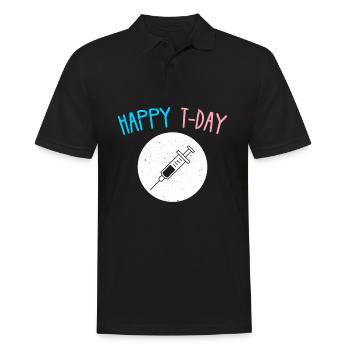 Happy T Day Transgender Testosteron Geschenk Shirt - Männer Poloshirt - Schwarz - Vorne - Kai (181cm)