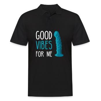 BDSM Bondage Sex Anal Plug Dildo Vibrator Sub - Männer Poloshirt - Schwarz - Vorne - Kai (181cm)