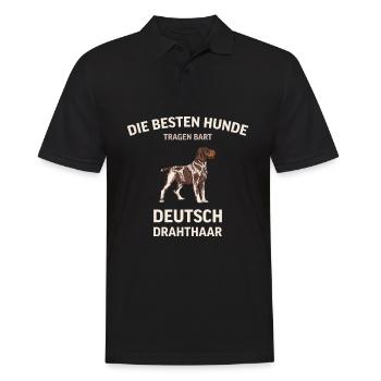 Deutsch Drahthaar I Jagdhund Vorstehhund Geschenk - Männer Poloshirt - Schwarz - Vorne - Kai (181cm)