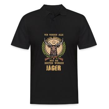 Rotwild I Hirsch Geweih Jägerin Jagd Motiv für - Männer Poloshirt - Schwarz - Vorne - Kai (181cm)