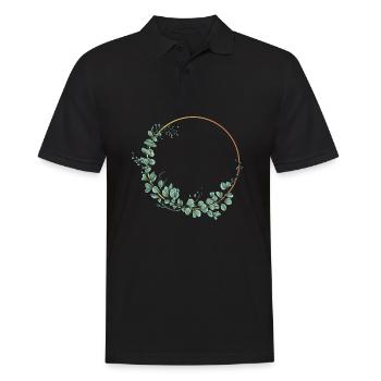 Hochzeit Blumenkranz I Braut Strauß Boho Stil - Männer Poloshirt - Schwarz - Vorne - Kai (181cm)
