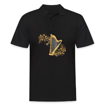 Harfe I Saiteninstrument Musik Motiv für Harfen - Männer Poloshirt - Schwarz - Vorne - Kai (181cm)