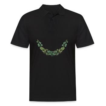 Eukalyptus Blumenkranz I Team Braut Hochzeit Boho - Männer Poloshirt - Schwarz - Vorne - Kai (181cm)