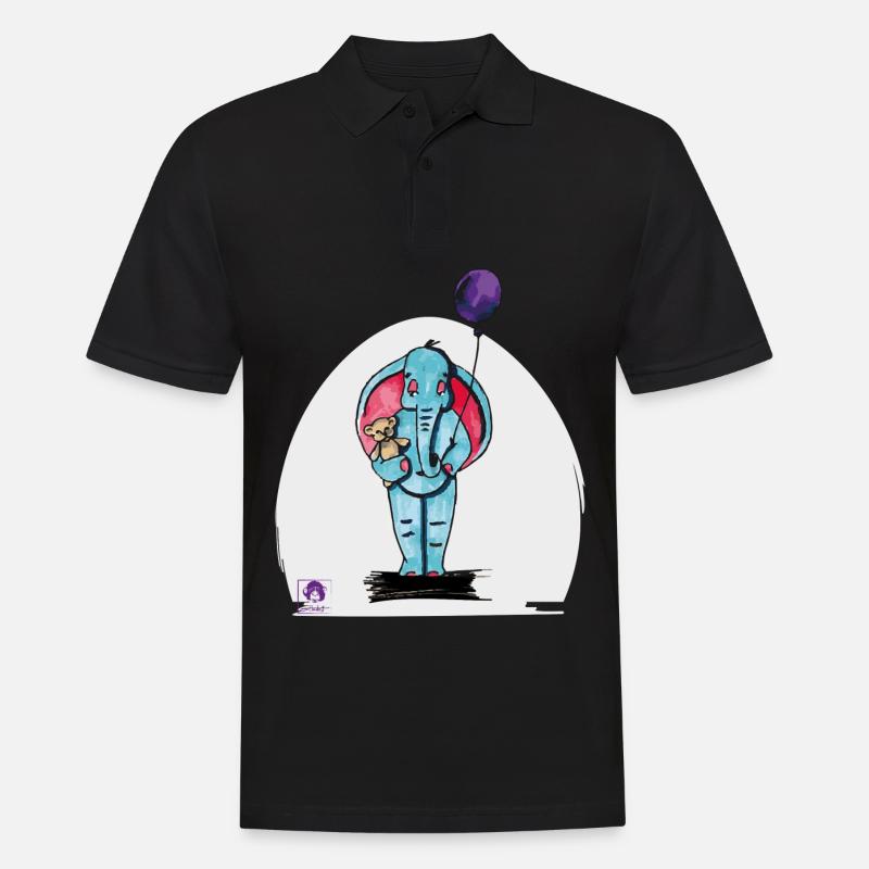 Elijah der Elefant - Männer Poloshirt - Schwarz