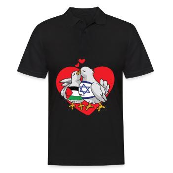 Israel Palästina Freundschaft Liebe Friedenstaube - Männer Poloshirt - Schwarz - Vorne - Kai (181cm)