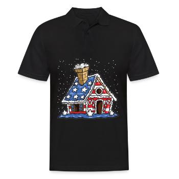 Amerikanisches Lebkuchenhaus USA Weihnachten - Männer Poloshirt - Schwarz - Vorne - Kai (181cm)