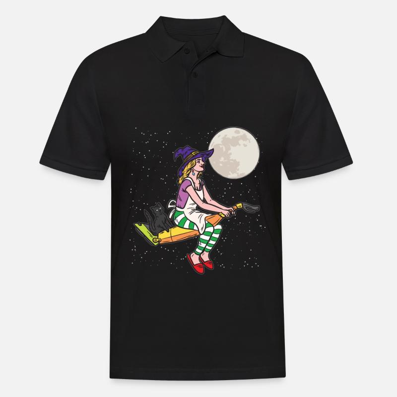 Halloween-Hexe-Staubsauger Mutter - Männer Poloshirt - Schwarz
