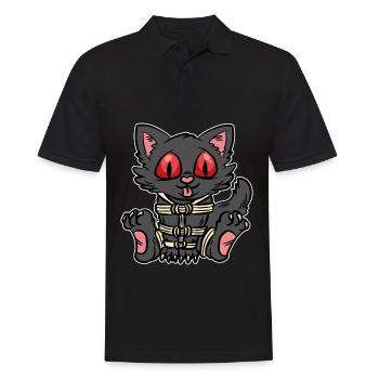 Shibari Kitty BDSM Knechtschaft Liebhaber - Männer Poloshirt - Schwarz - Vorne - Kai (181cm)