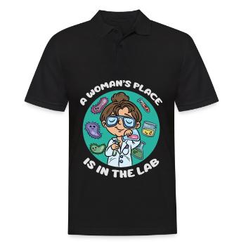 Der Platz einer Frau ist im Labor - Männer Poloshirt - Schwarz - Vorne - Kai (181cm)