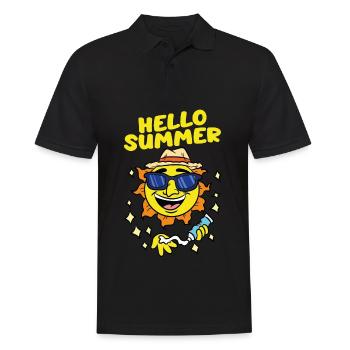 15 Hello Summer Funny Sun and Summer Vacation copy - Männer Poloshirt - Schwarz - Vorne - Kai (181cm)