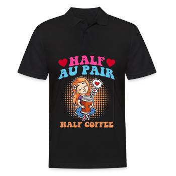 Halbes Au Pair halber Kaffee - Männer Poloshirt - Schwarz - Vorne - Kai (181cm)