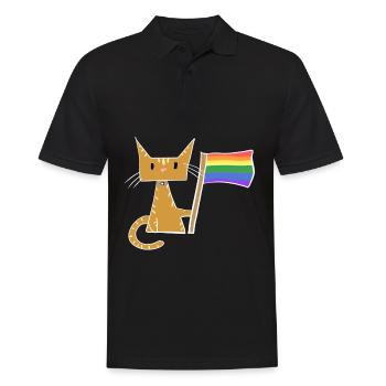 Chat Lgbt Drapeau Animal Amour - Polo Homme - noir - Devant - Kai (181cm)