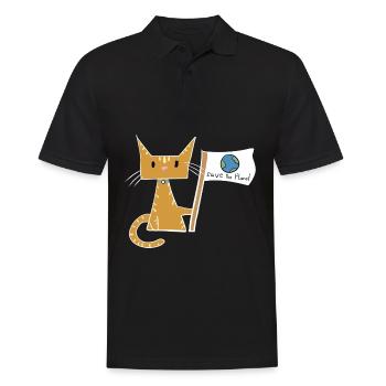 rette den Planeten Flagge Katze Klimaschutz - Männer Poloshirt - Schwarz - Vorne - Kai (181cm)
