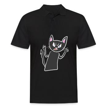 Symbole de chat animal gris rage en colère - Polo Homme - noir - Devant - Kai (181cm)
