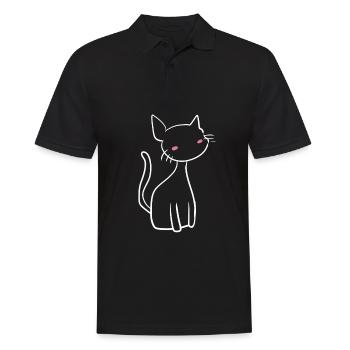 katze symbol süß cartoon haustier - Männer Poloshirt - Schwarz - Vorne - Kai (181cm)