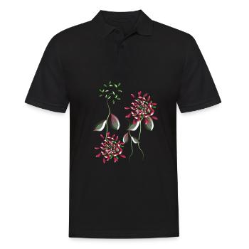 flowers plant symbol shiny pattern - Men's Polo Shirt - black - Front - Kai (181cm)