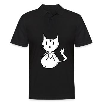 süße katze herz symbol tier - Männer Poloshirt - Schwarz - Vorne - Kai (181cm)