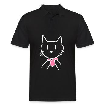 Cœur d’amour d’animal de chat - Polo Homme - noir - Devant - Kai (181cm)