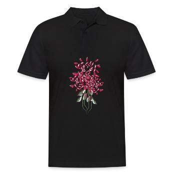 fleurs de rose rose fleur - Polo Homme - noir - Devant - Kai (181cm)