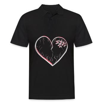 heart symbol broken sad scars - Men's Polo Shirt - black - Front - Kai (181cm)