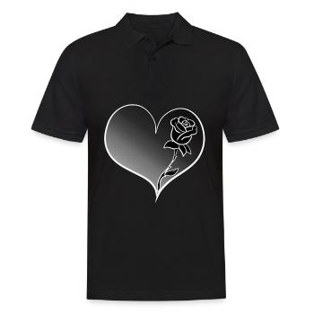 rose blume herz symbol grau form - Männer Poloshirt - Schwarz - Vorne - Kai (181cm)