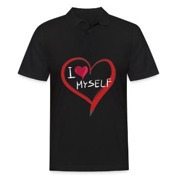ich liebe mich herz text symbol - Männer Poloshirt - Schwarz - Vorne - Kai (181cm)