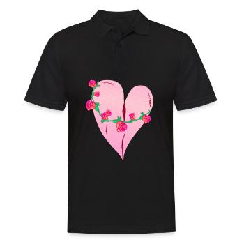 heart roses scars pink icon - Men's Polo Shirt - black - Front - Kai (181cm)