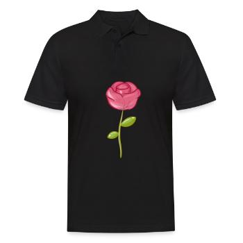 rosa blume pflanze symbol rose - Männer Poloshirt - Schwarz - Vorne - Kai (181cm)