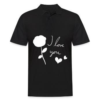 rose blume pflanze symbol ich liebe dich - Männer Poloshirt - Schwarz - Vorne - Kai (181cm)