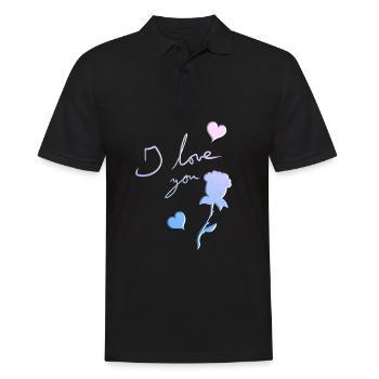 ich liebe dich rose blume herzen - Männer Poloshirt - Schwarz - Vorne - Kai (181cm)