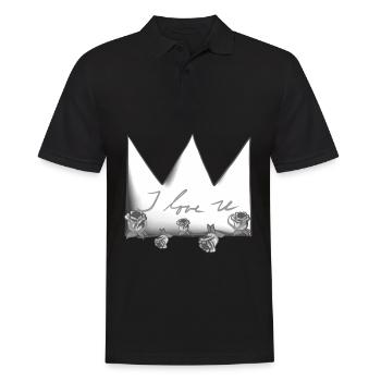 graue krone rosa rosen blumen ich liebe dich - Männer Poloshirt - Schwarz - Vorne - Kai (181cm)