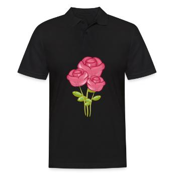 Three Pink Roses Symbol Nature - Men's Polo Shirt - black - Front - Kai (181cm)