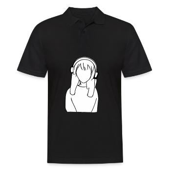 Manga Girl Headphones cartoon anime - Men's Polo Shirt - black - Front - Kai (181cm)