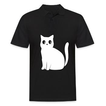 Cartoon Anime Katze Tier - Männer Poloshirt - Schwarz - Vorne - Kai (181cm)