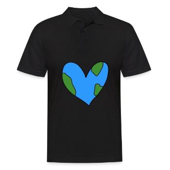 Welt Symbol Herz Erde - Männer Poloshirt - Schwarz - Vorne - Kai (181cm)