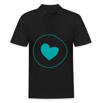 Coeur, Cercle, Symbole, Forme, Amour, Bleu - Polo Homme - noir - Devant - Kai (181cm)