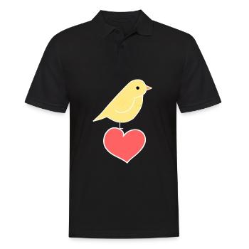 Vogel Tier Herz Liebe Tierliebe - Männer Poloshirt - Schwarz - Vorne - Kai (181cm)