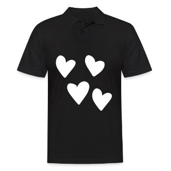 vier herzen herz muster symbol liebe - Männer Poloshirt - Schwarz - Vorne - Kai (181cm)