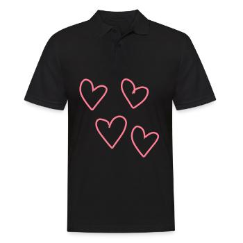 vier rosa herzen herz muster symbol liebe - Männer Poloshirt - Schwarz - Vorne - Kai (181cm)