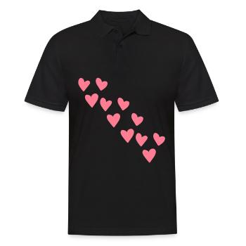 muster herzen rosa herz symbol liebe - Männer Poloshirt - Schwarz - Vorne - Kai (181cm)