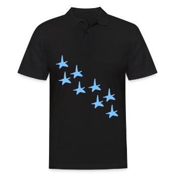sterne stern blau muster symbol formen - Männer Poloshirt - Schwarz - Vorne - Kai (181cm)