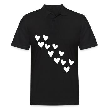 motif coeurs symbole coeur forme d’amour - Polo Homme - noir - Devant - Kai (181cm)