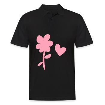 symbole fleur nature plante coeur - Polo Homme - noir - Devant - Kai (181cm)