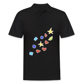Shapes Icons Colorful Heart Star Circle Square Leaf - Men's Polo Shirt - black - Front - Kai (181cm)