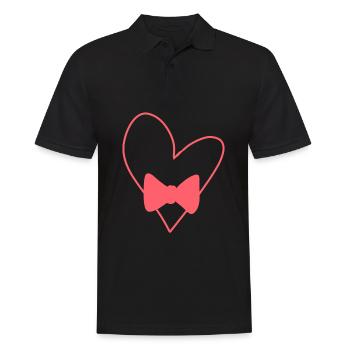Coeur Symbole Amour Forme Noeud Rose - Polo Homme - noir - Devant - Kai (181cm)