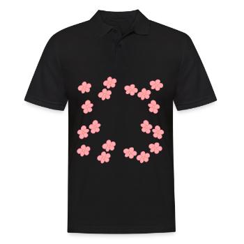 blumen blüte pflanze rosa rahmen form - Männer Poloshirt - Schwarz - Vorne - Kai (181cm)